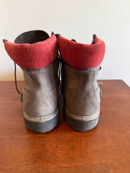 Timberland Premium Waterproof Boots Gray & Red Men\'s Size 10.5